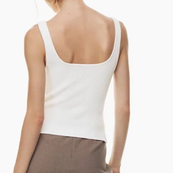 Aritzia Babaton Sculpt Knit Square Neck Tank Top White Size Medium - Picture 4 of 8